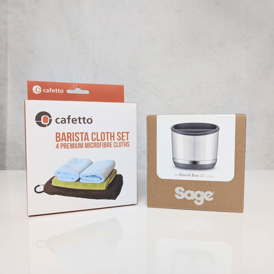 Coffee Knock Box & Cloth Gift Set - Dog & Hat Coffee