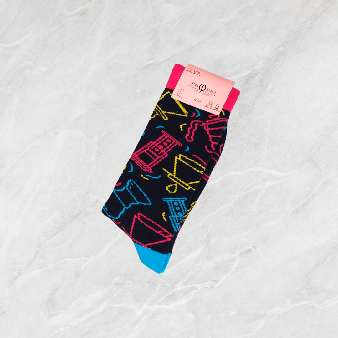Neon Coffee Socks - Dog & Hat Coffee
