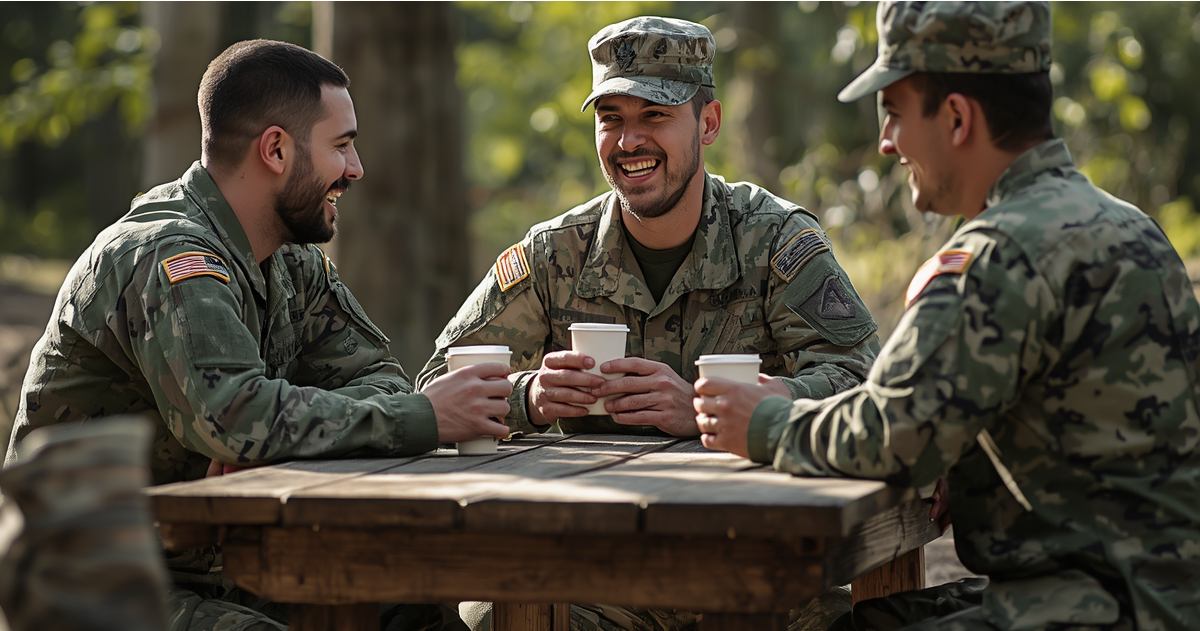 alt-=us forces drinking coffee, community and getting through tough times