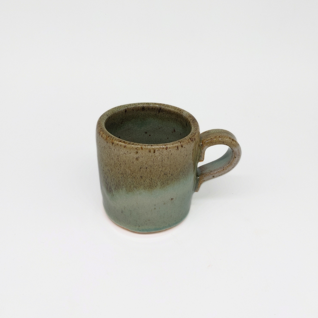 LIMITED EDITION! Hand Thrown Coffee mug - By Lyn Fangfoss - 200ml - Green Oatmeal