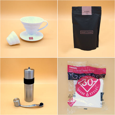Coffee Starter Gift Set - Grinder, Coffee, V60, Filters